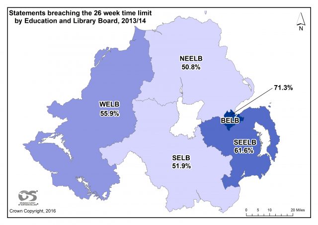Map showing statements breaching the 26 week time limit