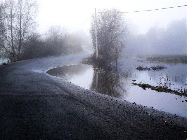 Mullygarry, Fermanagh; after thirty-five consecutive days of rain in 2009, the water levels on Lough Erne rose to 158ft above sea level, the highest since records began in 1956 (image Dean Molyneaux, under Creative Commons).
