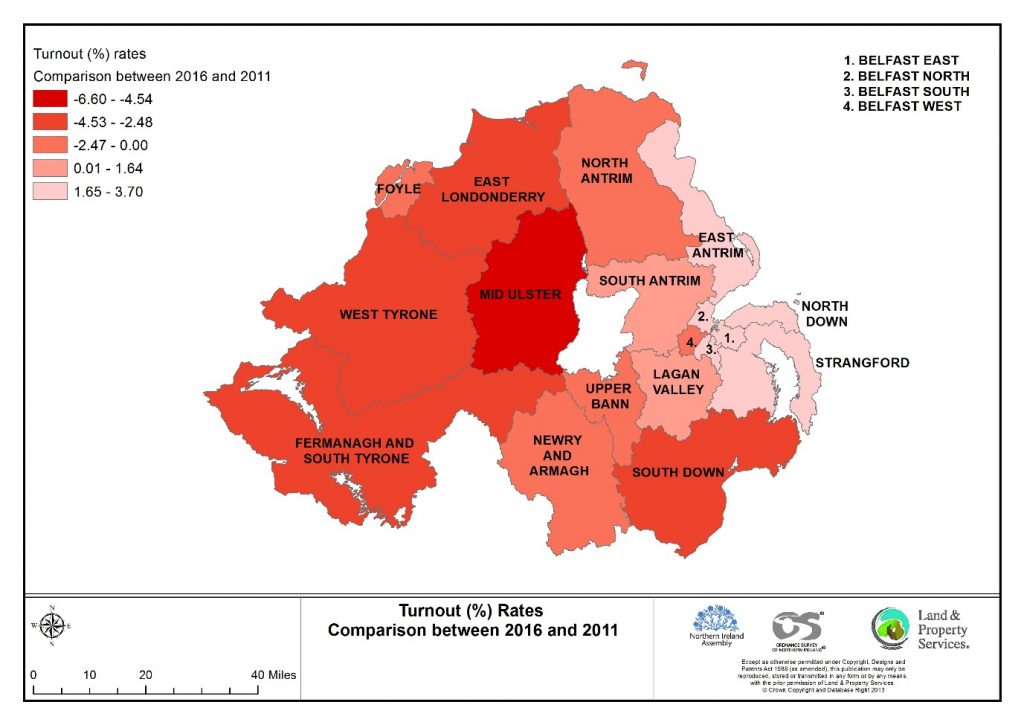 Map 2: Turnout 2016 (%) – A Comparison with 2011