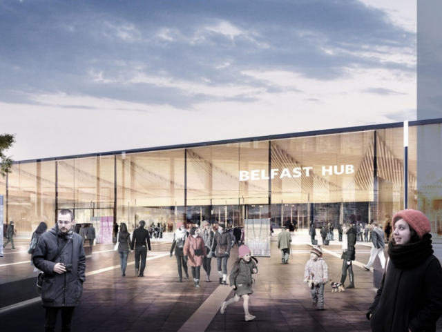 Artist’s Impression of Belfast’s proposed ‘Transport Hub’ which has already received EU TEN-T funding during the planning phase and would have been eligible to compete for money as it moved into the capital phase. 