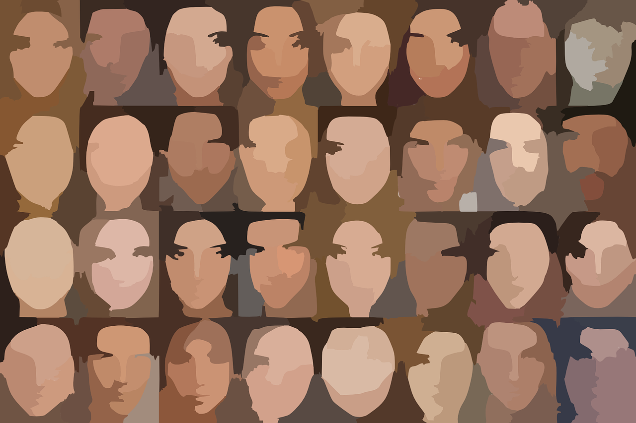 Blurred image of multiple faces