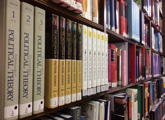 Reference volumes on political theory in the Assembly Library