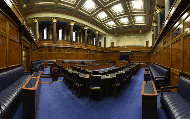 The plenary chamber of the Northern Ireland Assembly