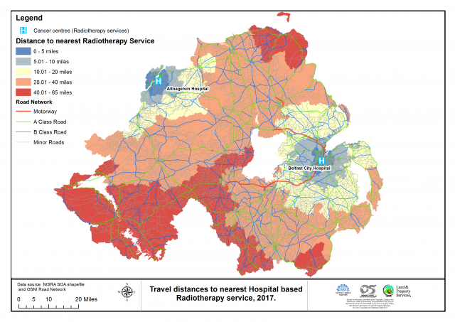 Map 3. The service areas of the cancer centres after the North West centre opened in 2016.