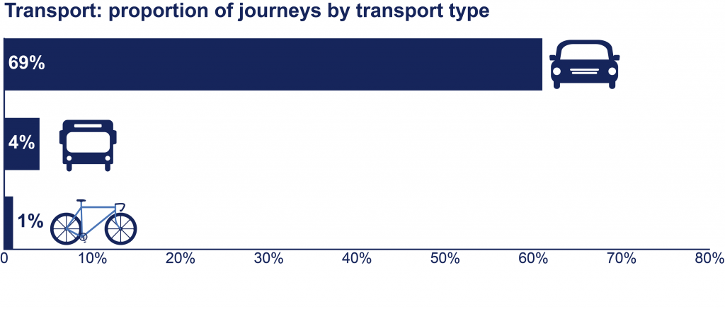 A diagram showing the proportion of journeys by transport type