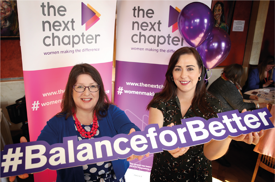 A photo showing the Chairperson (Kellie Armstrong MLA) and Deputy Chairperson (Megan Fearon MLA) of the Northern Ireland Assembly Women's Caucus (photo courtesy of Politics Plus)