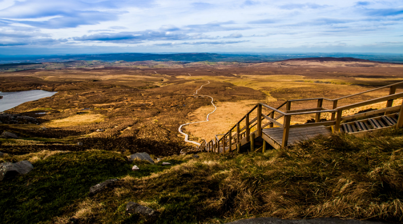 A photograph over Cuilcagh in County Fermanagh: a protected site that spans the border