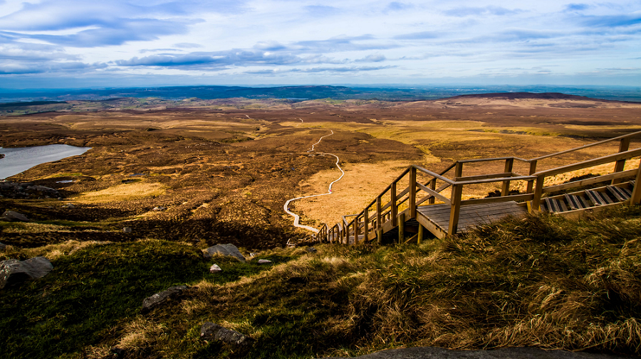 A photograph over Cuilcagh in County Fermanagh: a protected site that spans the border