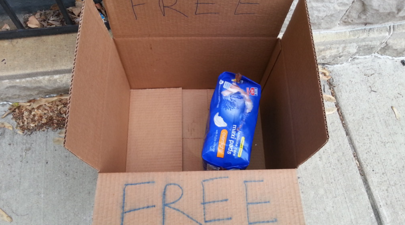 An image showing free sanitary products in a box