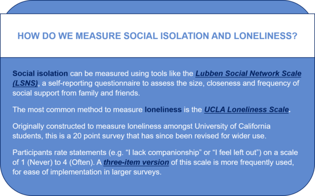 A text box describing some of the different ways in which loneliness can be measured
