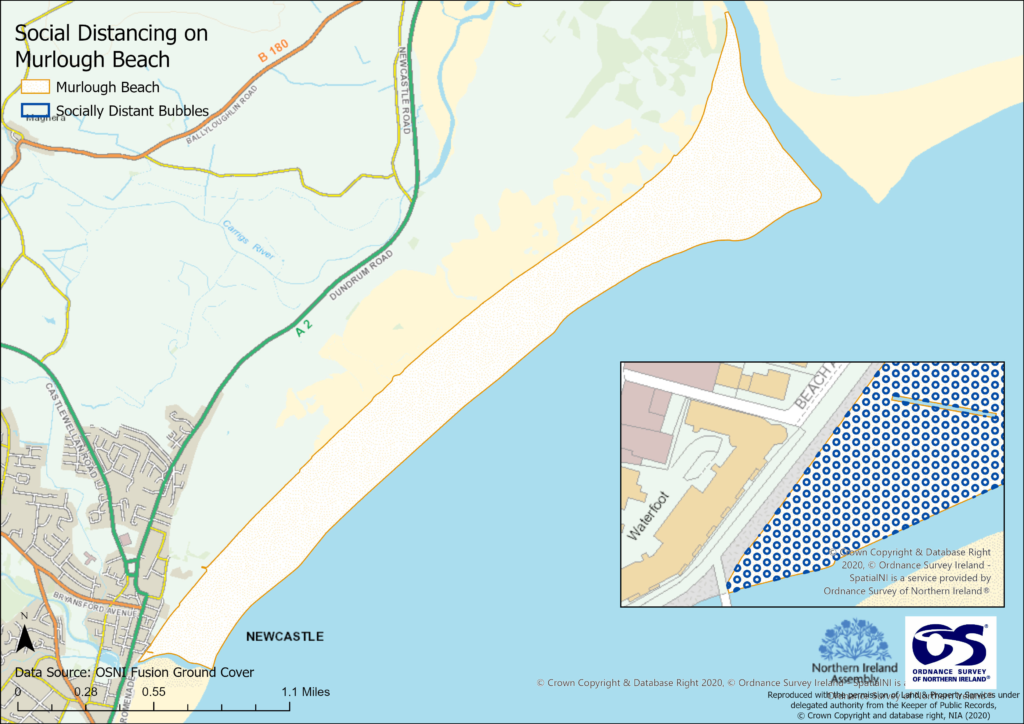 A map showing an analysis of Murlough beach in County Down