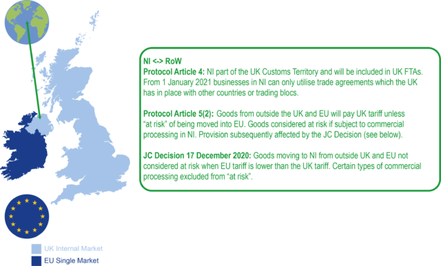 Map showing the impact of the Protocol on NI trade in goods with the rest of the World, compiled by RaISe