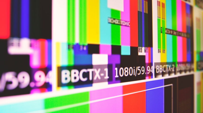 A picture of a screen showing a broadcasting test card