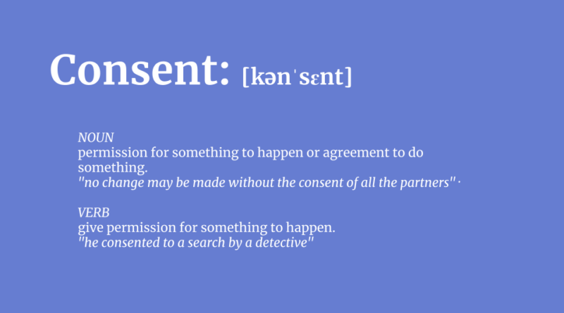 A slide showing a dictionary definition of the word 'consent'