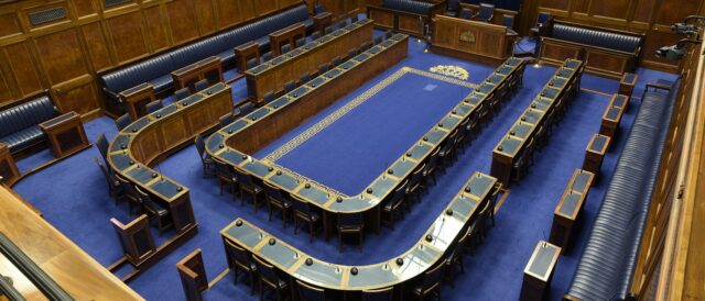 The Assembly Chamber in Parliament Buildings, Stormont Estate.