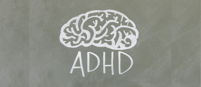 An image showing a chalk drawing of a brain with the word 'ADHD' underneath it