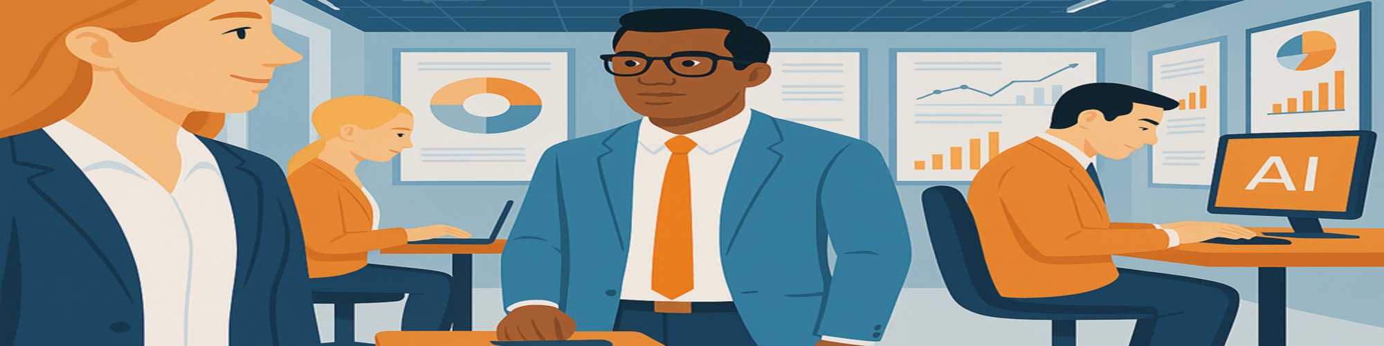 An AI-generated image showing cartoon figures working in a careers service
