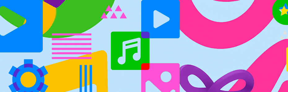 An illustration showing a montage of images collectively depicting the arts