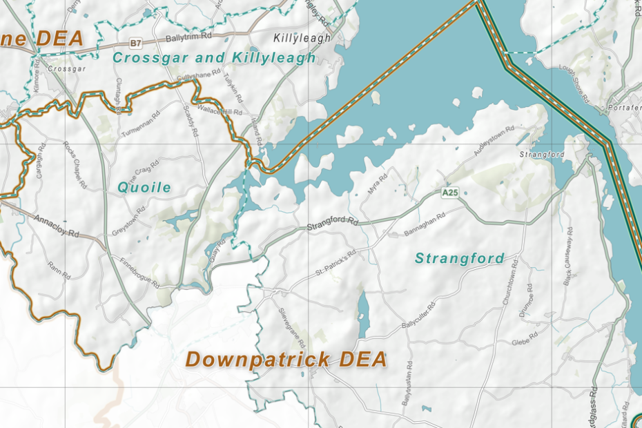 A portion of a map showing Strangford constituency