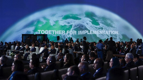 Secretary-General of the United Nations Antonio Guterres, Egyptian President Abdel Fattah al-Sisi and others attend the COP27 climate summit in Sharm el-Sheikh, Egypt November 7, 2022.